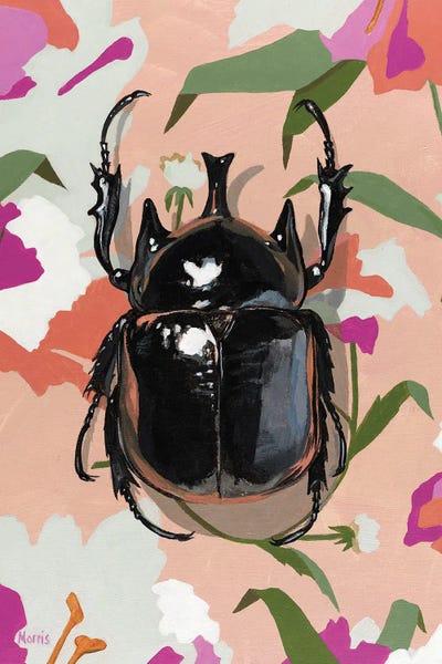 Rhino Beetle On Floral