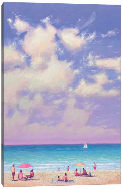 Joyful Summer Day At Sea Canvas Art Print - Purple Art