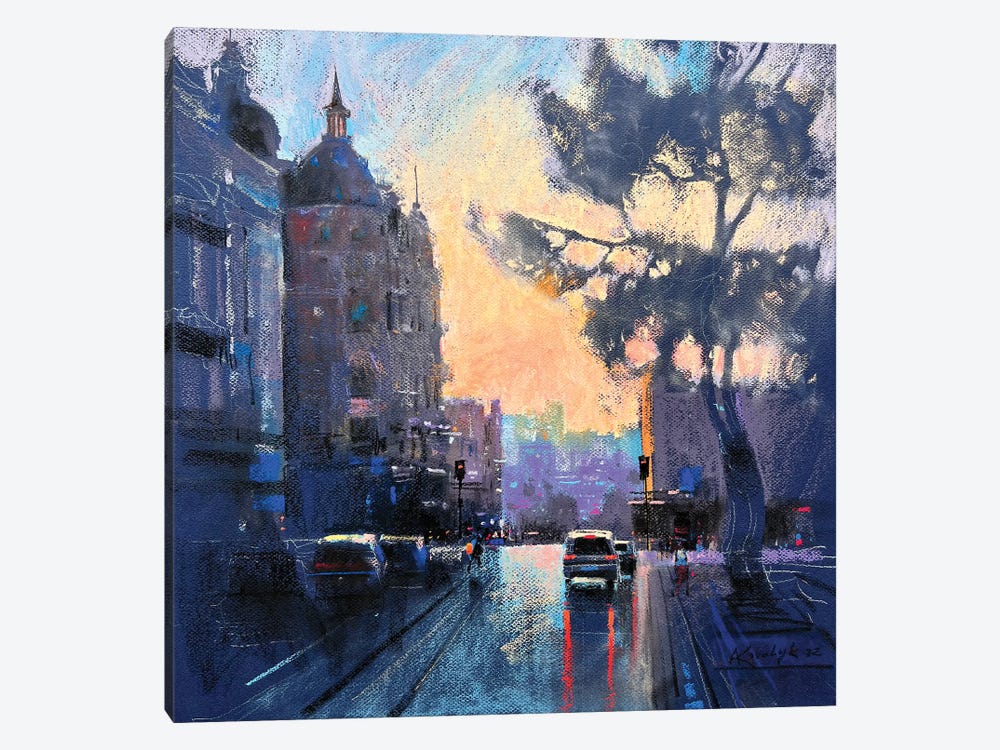 Evening Street In Kyiv by Andrii Kovalyk 1-piece Canvas Artwork