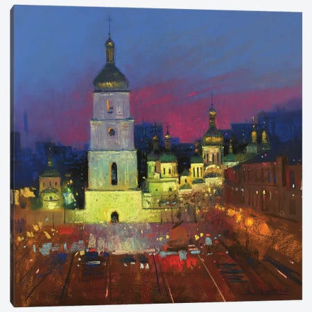 Night City Kyiv Canvas Print #KVK28} by Andrii Kovalyk Canvas Wall Art