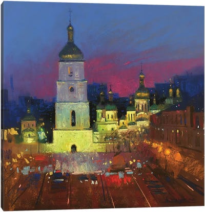 Night City Kyiv Canvas Art Print - Ukraine Art
