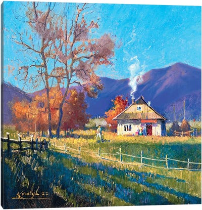 Warm Autumn Day In Carpathian Mountains Canvas Art Print - Andrii Kovalyk