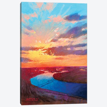 Sunset Over The Dnipro River In Kyiv Canvas Print #KVK40} by Andrii Kovalyk Canvas Art