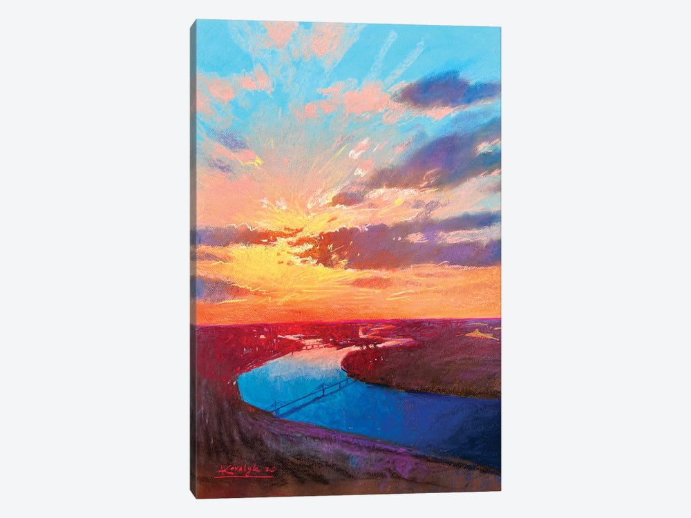 Sunset Over The Dnipro River In Kyiv by Andrii Kovalyk 1-piece Canvas Print