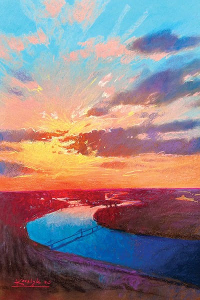 Kyiv: Sunset Over The Dnipro River In Kyiv by Andrii Kovalyk