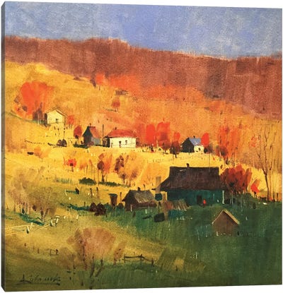 Warm Autumn Evening In Carpathians Canvas Art Print - Andrii Kovalyk