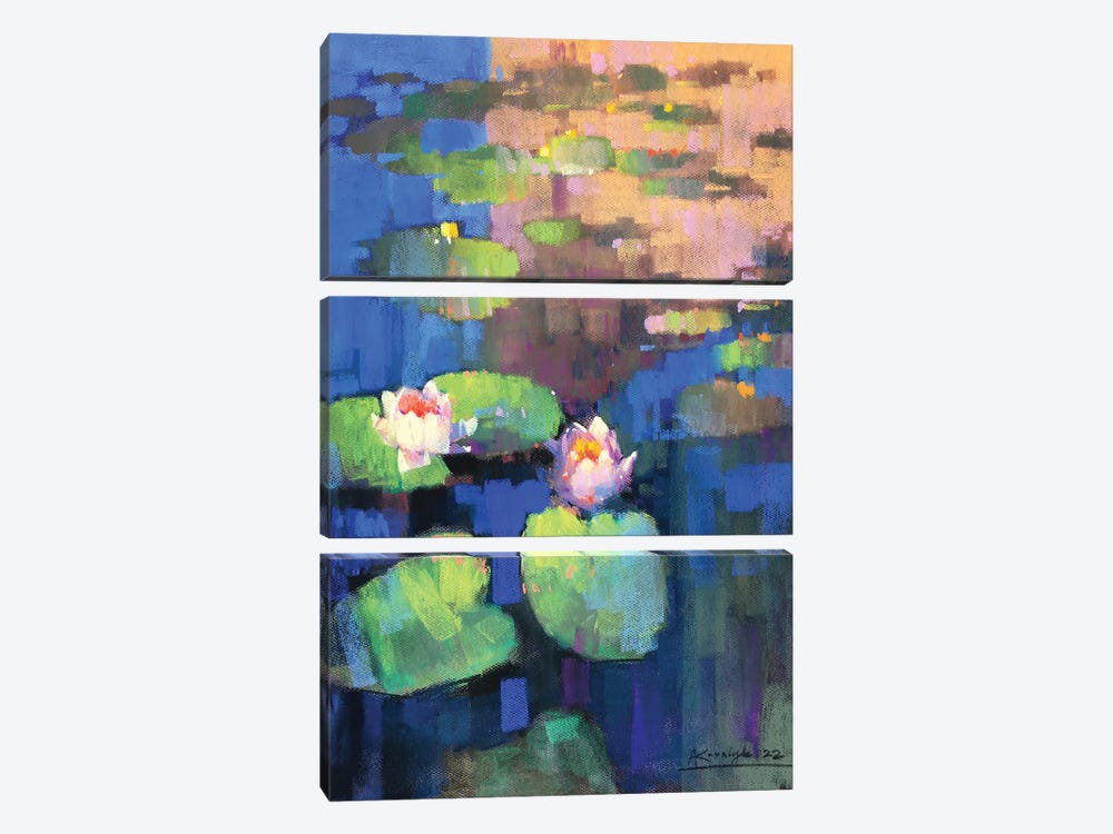Water Lilies by Andrii Kovalyk 3-piece Canvas Wall Art