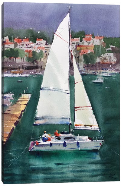 Yachts In Greece Canvas Art Print - Andrii Kovalyk