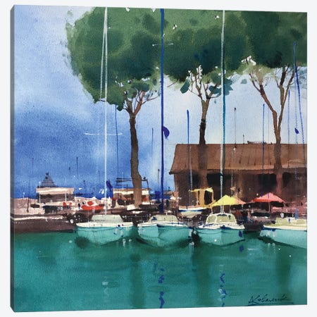 Yachts At The Pier In Italy. Garda Lake Canvas Print #KVK50} by Andrii Kovalyk Canvas Art Print