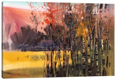 Autumn Abstract Landscape Canvas Art Print - Andrii Kovalyk