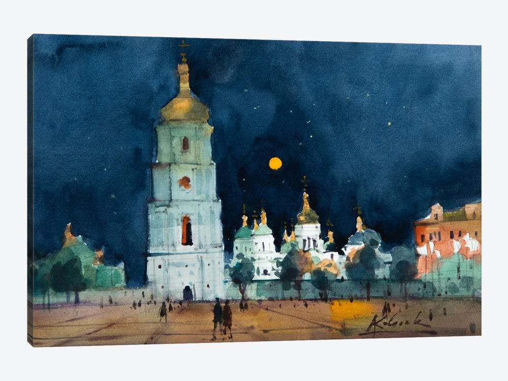 Lunar Night In Kyiv by Andrii Kovalyk 1-piece Canvas Print