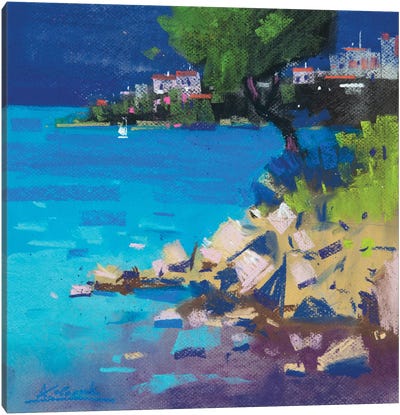 Greek Landscape With Sea Canvas Art Print - Andrii Kovalyk