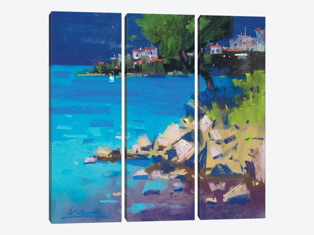 Greek Landscape With Sea by Andrii Kovalyk 3-piece Canvas Print