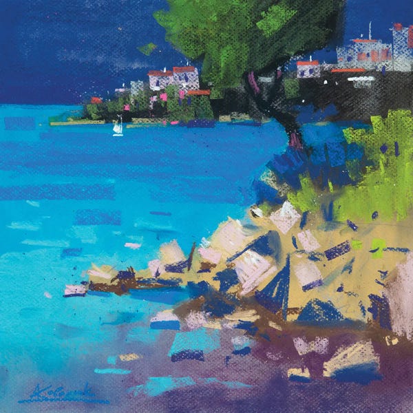 Andrii Kovalyk: Greek Landscape With Sea by Andrii Kovalyk