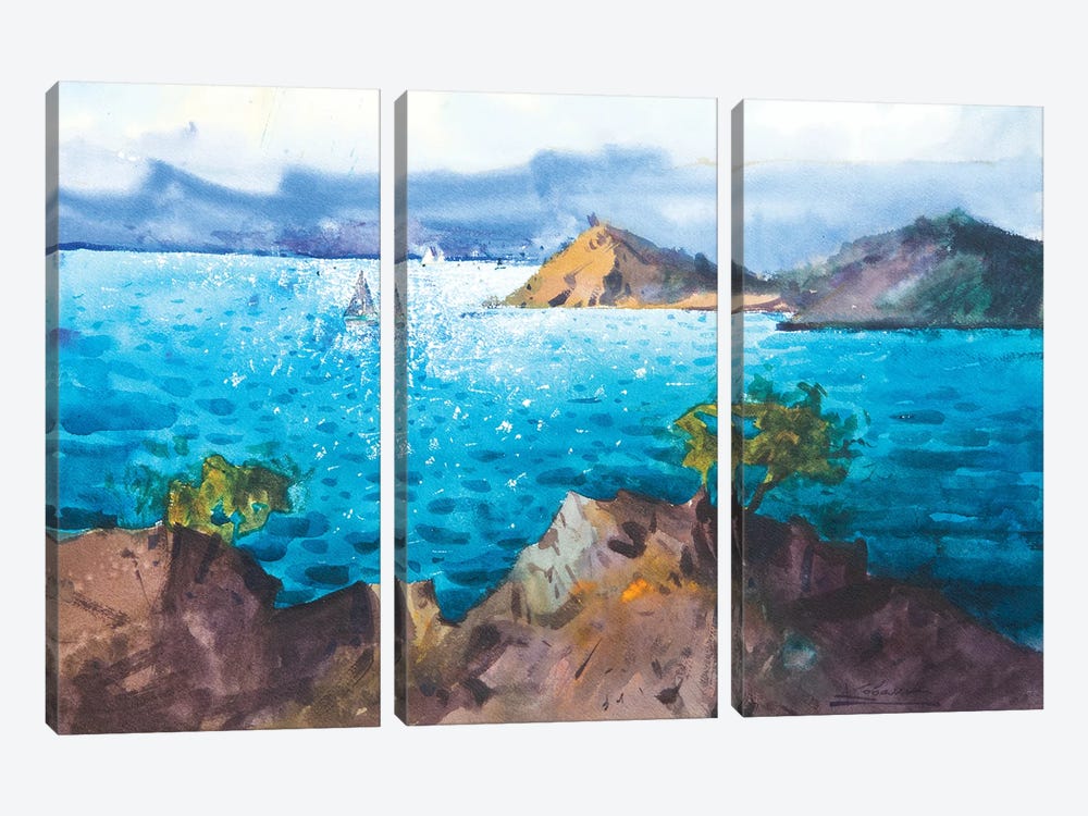 Seascape In Turkey by Andrii Kovalyk 3-piece Canvas Artwork