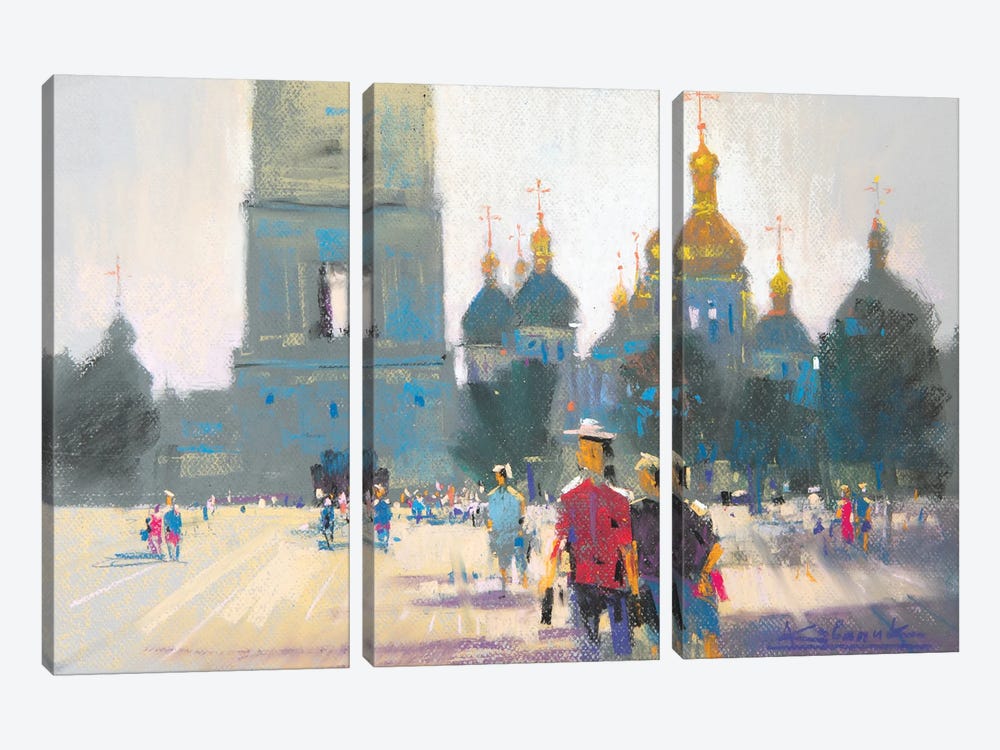 Summer Day In Kyiv by Andrii Kovalyk 3-piece Canvas Art Print