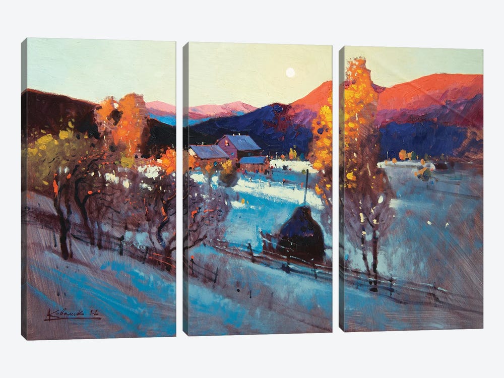 Morning Freshness. The First Snow In The Carpathians by Andrii Kovalyk 3-piece Canvas Art