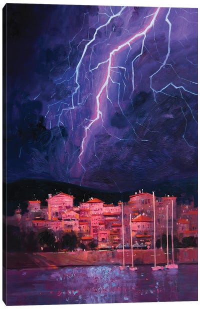 Thunderstorm In Greece Canvas Art Print - Andrii Kovalyk