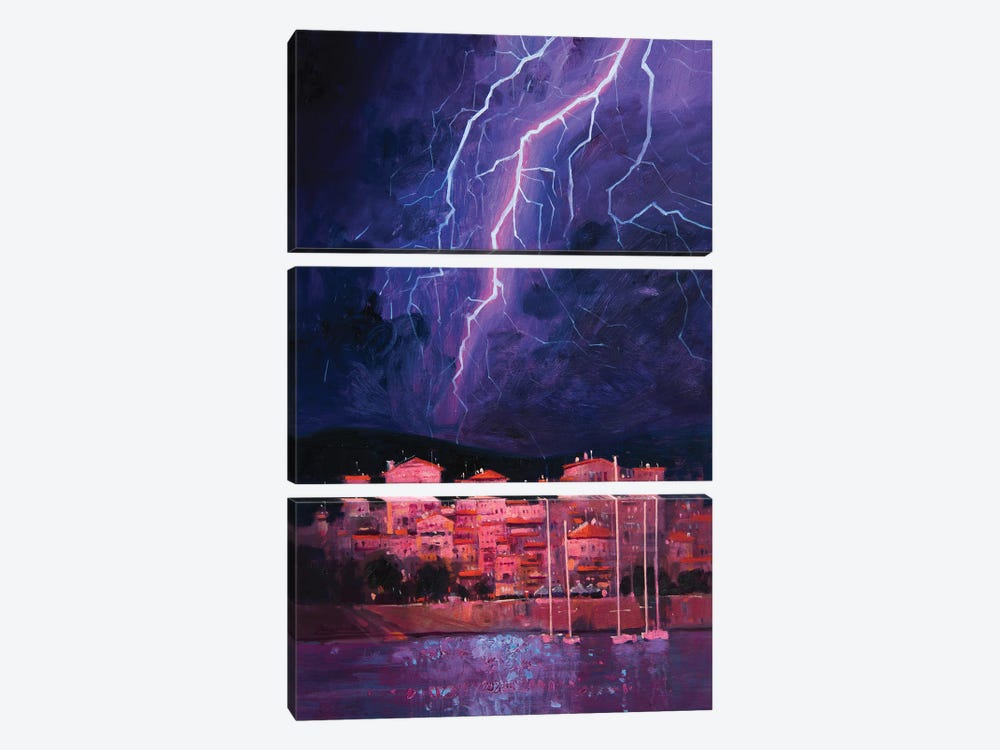 Thunderstorm In Greece by Andrii Kovalyk 3-piece Canvas Art Print