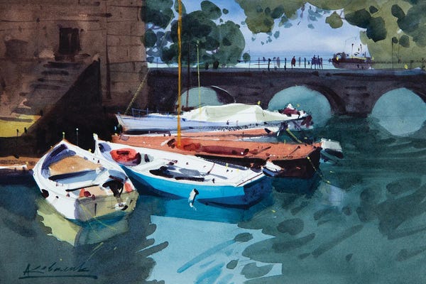 Lombardy: Romantic Boats On Garda Lake by Andrii Kovalyk