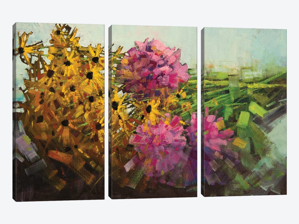Bouquet Of Flowers by Andrii Kovalyk 3-piece Canvas Art