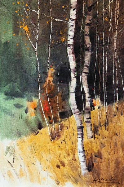Birch Trees: Autumn Landscape With Birches Trees by Andrii Kovalyk