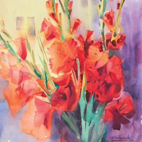 Gladioli: Red Gladioli by Andrii Kovalyk