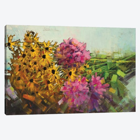 Still Life With Yellow Flowers Canvas Print #KVK89} by Andrii Kovalyk Canvas Wall Art