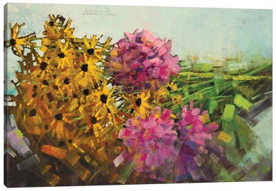 Still Life With Yellow Flowers Canvas Art Print - Andrii Kovalyk