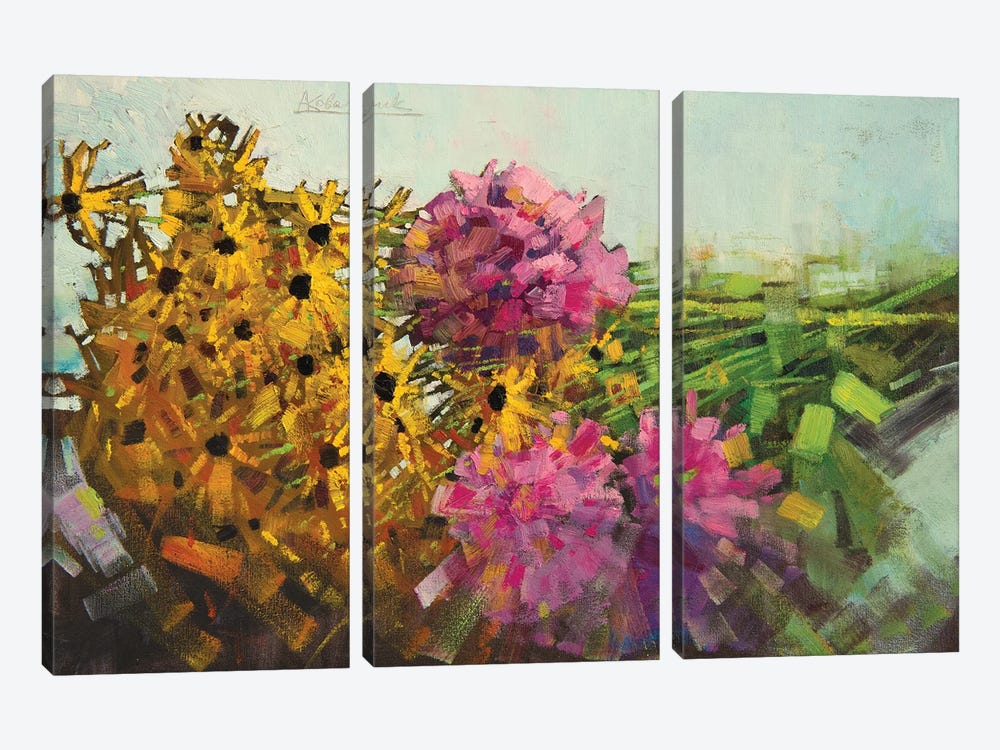 Still Life With Yellow Flowers by Andrii Kovalyk 3-piece Canvas Artwork