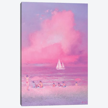 Pink Evening At The Sea Canvas Print #KVK98} by Andrii Kovalyk Canvas Print
