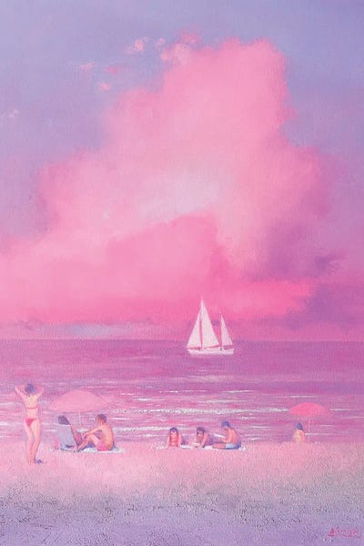 Andrii Kovalyk: Pink Evening At The Sea by Andrii Kovalyk