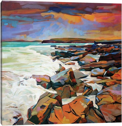 Rocks At Creevy Canvas Art Print - Kevin Lowery
