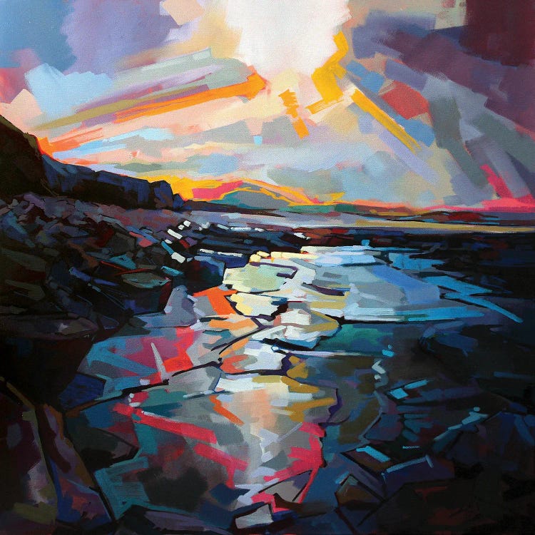 Sunlit Rocks At Tullaghan by Kevin Lowery wall art