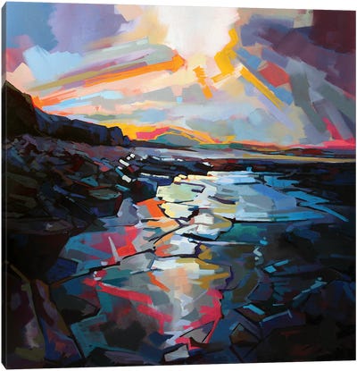 Sunlit Rocks At Tullaghan Canvas Art Print - Kevin Lowery