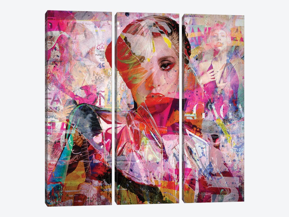 Lady Gaga by Karin Vermeer 3-piece Canvas Artwork