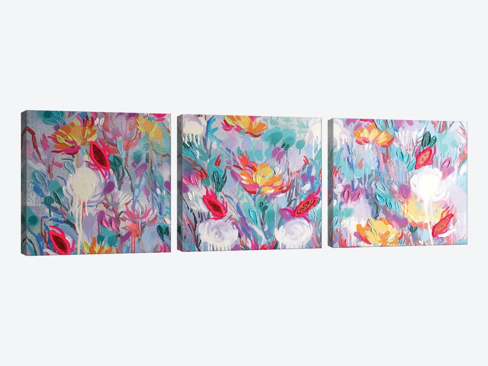 Floral Ecstasy by Nataliia Karavan 3-piece Canvas Print