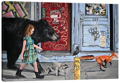 The Getaway Canvas Art Print - Animal Humor Art