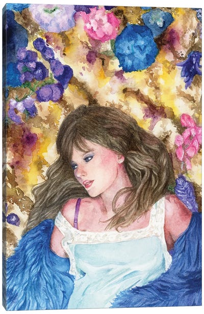 Taylor Swift In The Lavender Haze Canvas Art Print - Floral Portrait Art