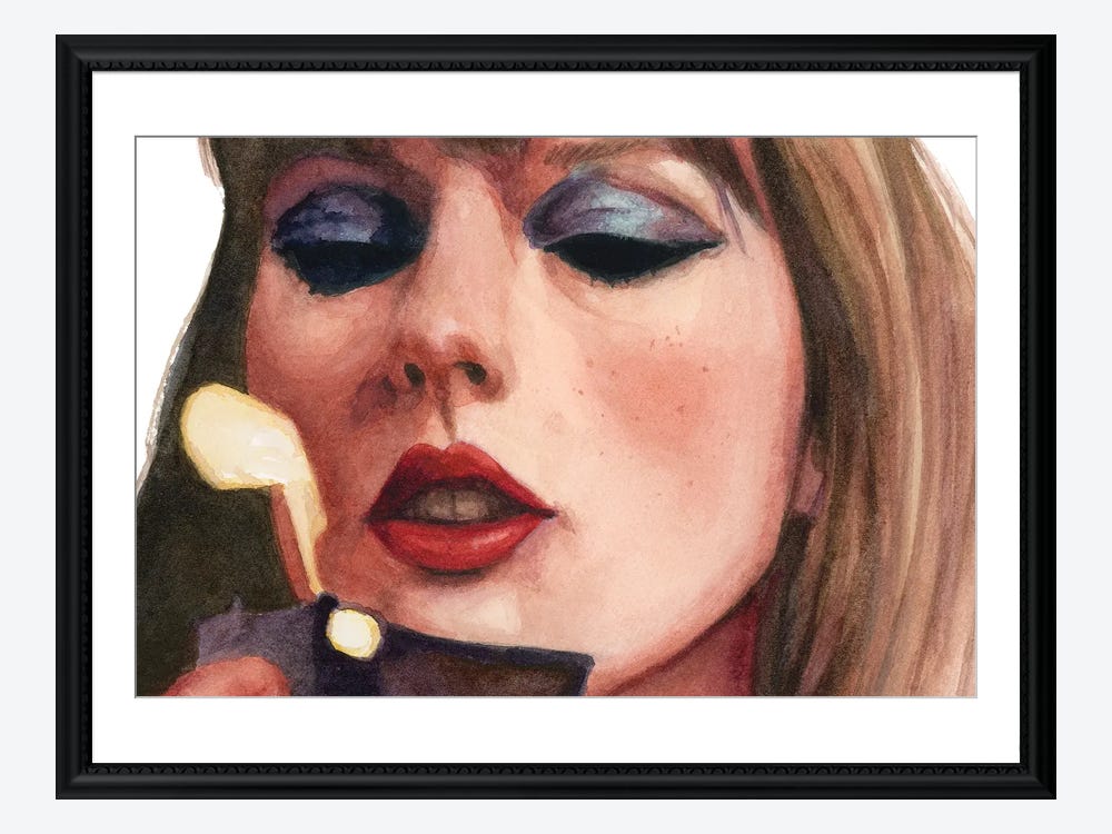 Framed Canvas Art (Gold Floating Frame) - Taylor Swift by Krystal Ward ( People > celebrities > musicians > Taylor Swift art) - 40x26 in