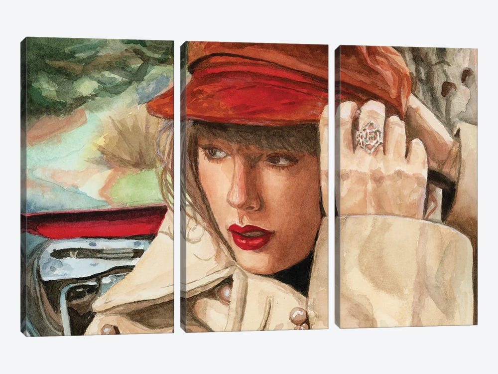 Taylor Swift Red by Krystal Ward 3-piece Canvas Art