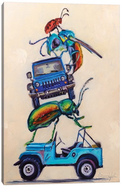Jeeps & Beetles Canvas Art Print - Karen Weber