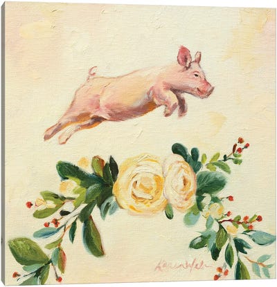 Trusting The Moment Canvas Art Print - Pig Art