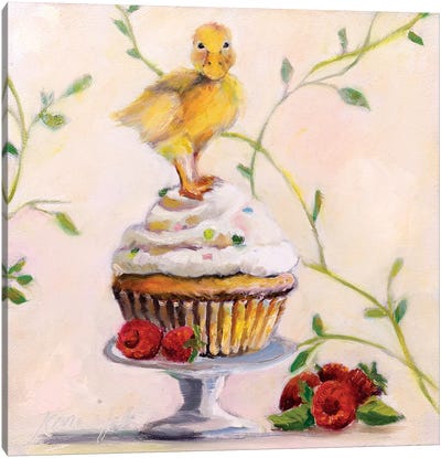 Sweet Raspberry Good Luck Cake Canvas Art Print - Berry Art