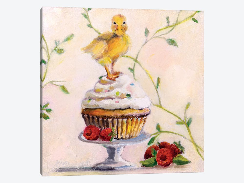 Sweet Raspberry Good Luck Cake by Karen Weber 1-piece Canvas Wall Art