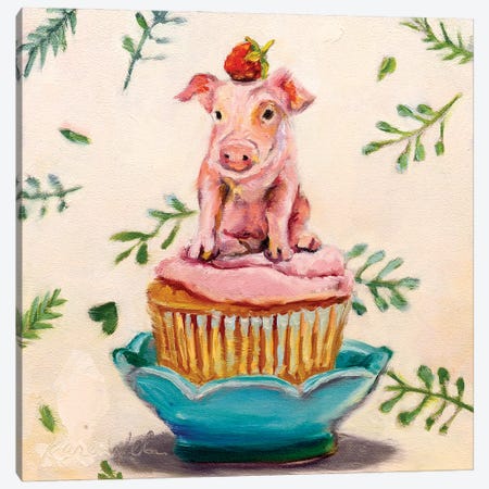 Berry Piglet Cake Canvas Print #KWB2} by Karen Weber Canvas Art Print