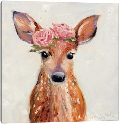 Rosey Fawn Canvas Art Print - Karen Weber