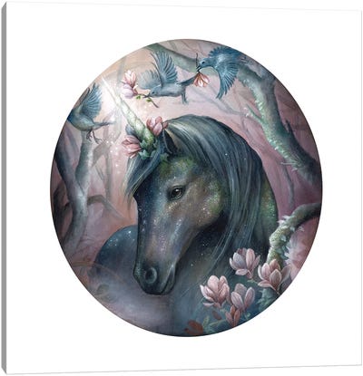 Magnolia Unicorn Canvas Art Print - Unicorn Art