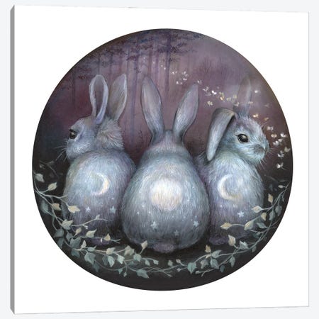 Triple Moon Rabbits Canvas Print #KWC43} by Kimera Wachna Canvas Art Print