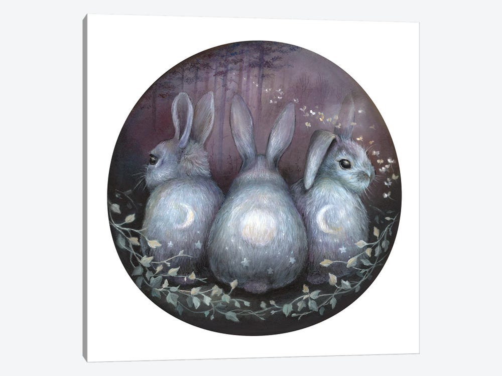 Triple Moon Rabbits by Kimera Wachna 1-piece Art Print